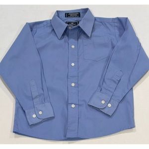 Boys Docker Long Sleeve‎ Button Up Collared Dress Shirt Size 7 blue